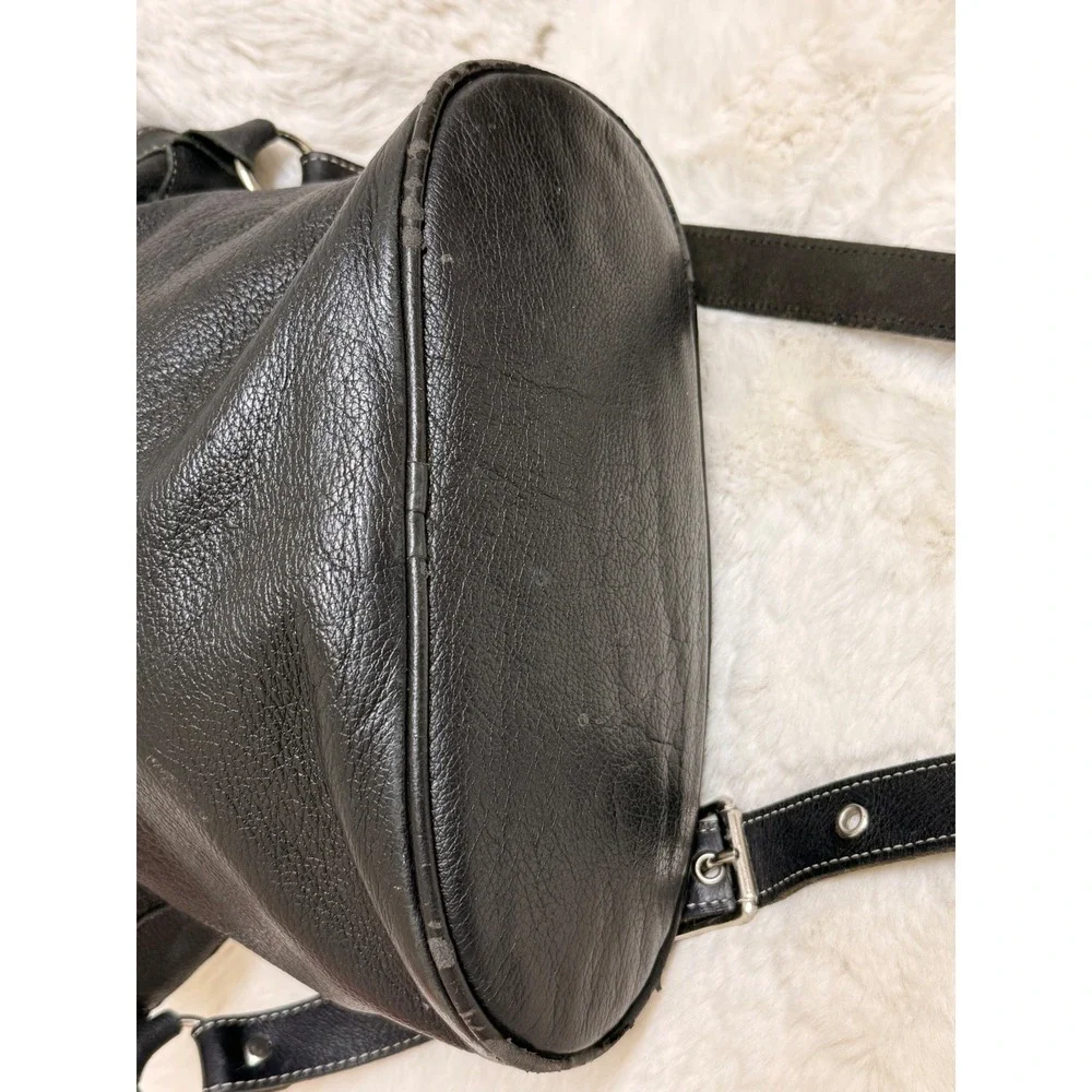 Harley-Davidson Black Leather Crossbody Bag USA Made Biker Purse Logo Stitching